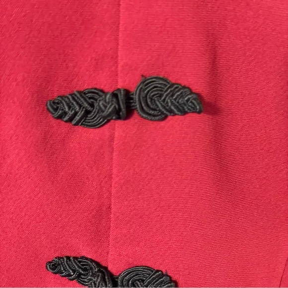 Zoey Women’s Red With Black Frog Toggle Closure Dressy Blazer Jacket Sz 10 - Picture 5 of 10